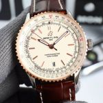 TW Factory Breitling 41MM 2824 Movement Cowhide Leather Strap Beige Watch